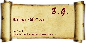 Batha Géza névjegykártya