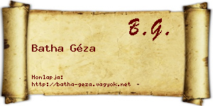 Batha Géza névjegykártya